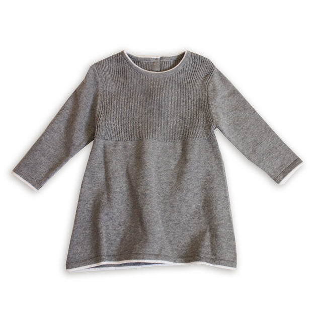Marseille Organic Cotton Knit A-Line Long Sleeve Dress for Baby Girl by Viverano