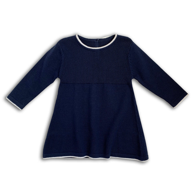 Marseille Organic Cotton Knit A-Line Long Sleeve Dress for Baby Girl by Viverano