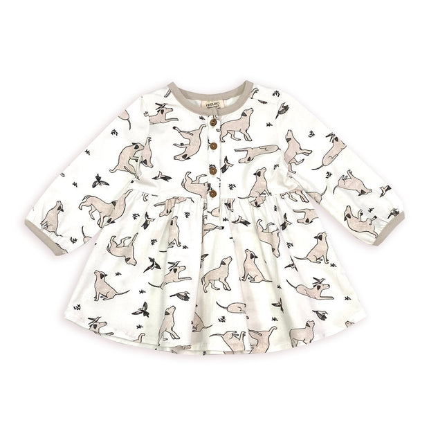 Kai Dog & Hummingbird Flare & Button Dress for Babies by Viverano
