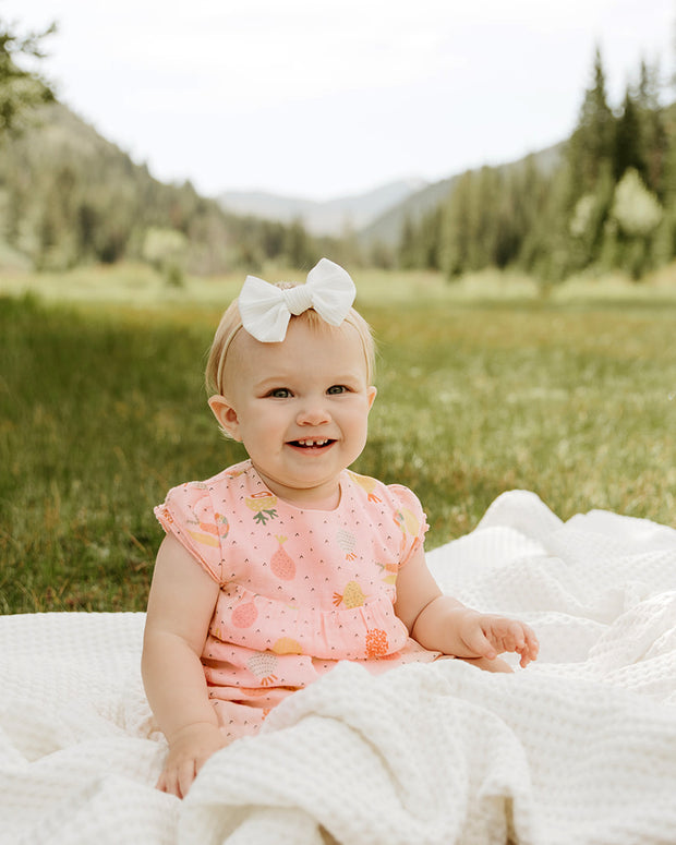 Organic Cotton Muslin Cap Sleeve Dress with Bloomer Set for Baby Girl - Veggie Salad