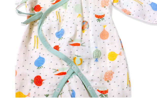 Organic Cotton Kimono Coverall Romper for Babies - Veggie Salad by Viv…