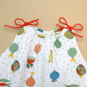 Organic Muslin Shoulder Tie Dress for Baby Girl - Veggie Salad - Viverano