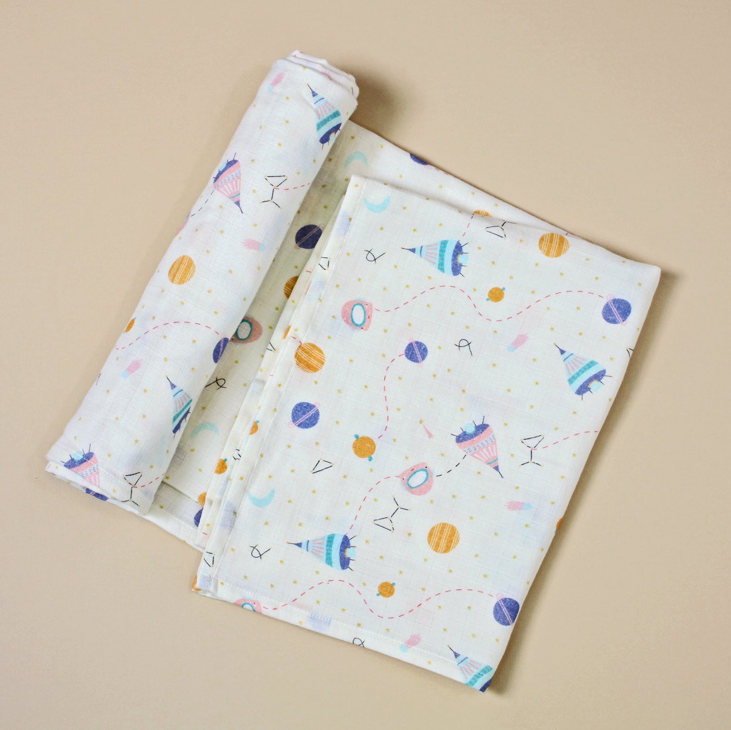 Organic Cotton Baby Swaddle Blanket - Space Dream by Viverano
