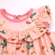 Organic Cotton Sleeveless Ruffle Medallion Dress with Bloomer Set - Tropical Jungle