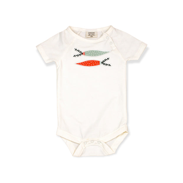 Organic Cotton Baby Bodysuit with Carrot Artichoke Applique - by Viverano