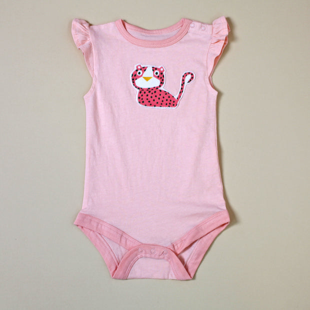 Organic Cotton Bodysuit with Leopard Applique - Tropical Jungle