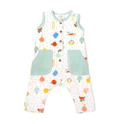 Organic Cotton Sleeveless Side Pocket Baby Romper - Veggie Salad by Viverano