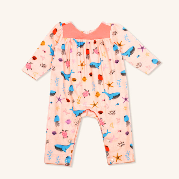 Bora Bora Wrap Neck Baby Girl Coverall Romper (Organic Cotton)
