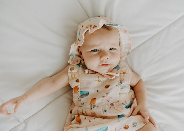 Bora Bora Ruffled Front Dress for Baby Girls (Organic Muslin) - Viverano