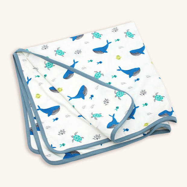 Organic Cotton Ocean Bora Bora Reversible Baby Blanket - Baby Shower Gifts