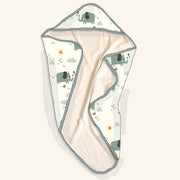 Organic Cotton Elephant Reversible Baby Hooded Towel - Baby Gifts