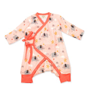 Organic Muslin Elephant Baby Kimono Romper - Viverano