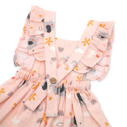 Organic Cotton Elephant Ruffled Baby Girl Apron Dress- Viverano
