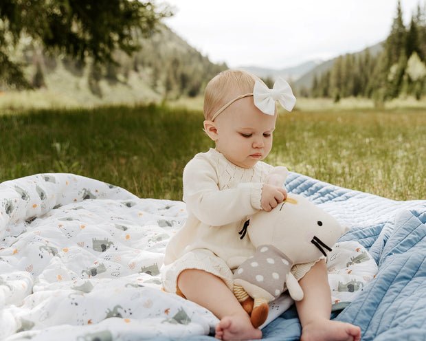 Organic Elephant Reversible Baby Quilted Blanket - Baby Shower Gifts