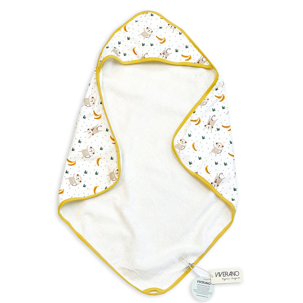 Monkey In The Woods Reversible Baby Hooded Towel (Organic Cotton)