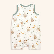 Monkey In The Woods Sleeveless Short Romper (Organic Muslin)