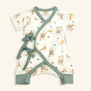 Monkey In The Woods Short Sleeve Kimono Romper (Organic Muslin)