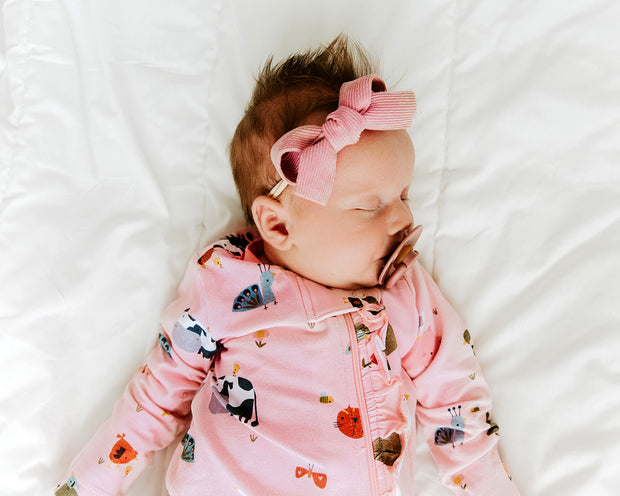 Organic Cotton Farm Ruffled Zipper Baby Jumpsuit Footie -Viverano
