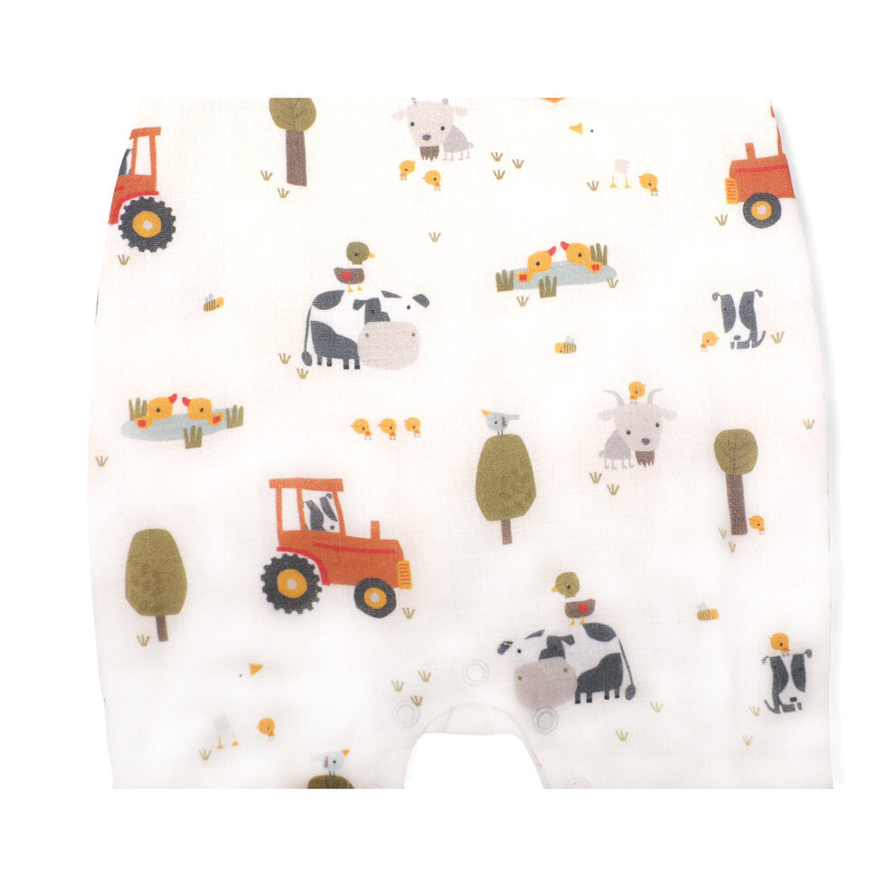 Farm Sleeveless Short Pocket Romper (Organic Muslin) Viverano