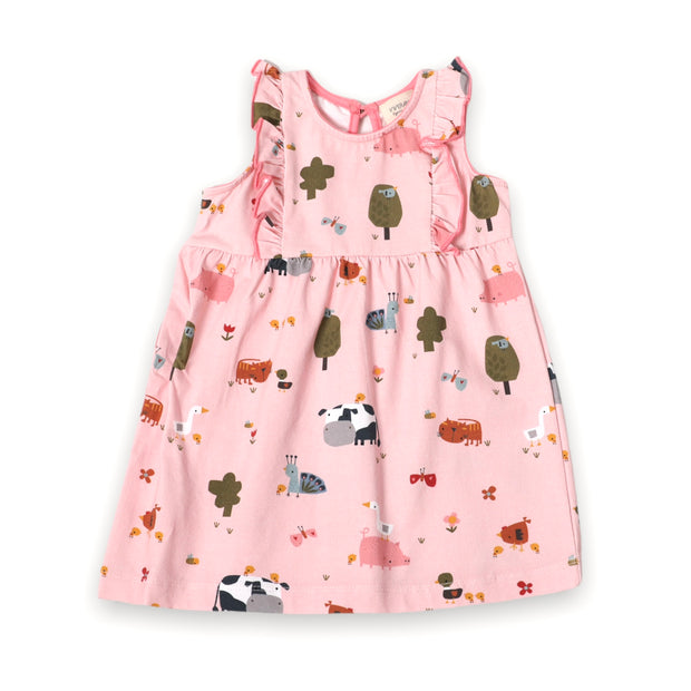 Organic Farm Ruffle Dress for Baby Girl by Viverano