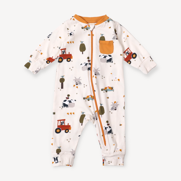 Organic Farm Jumpsuit Zip Coverall Romper for Babies by Viverano