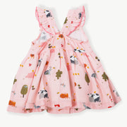Organic Farm Ruffled Sleeveless Button Front Dress for Baby Girls