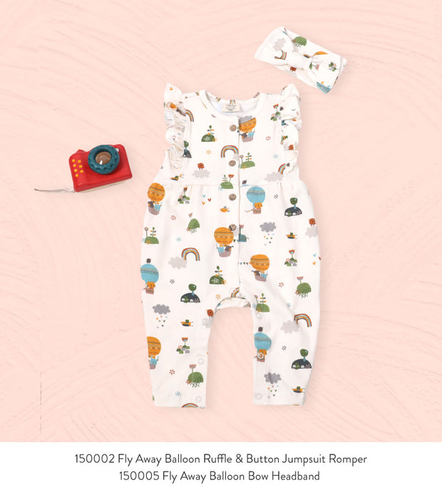 Fly Away Balloon Ruffle & Button Baby Jumpsuit Romper (Organic Cotton)