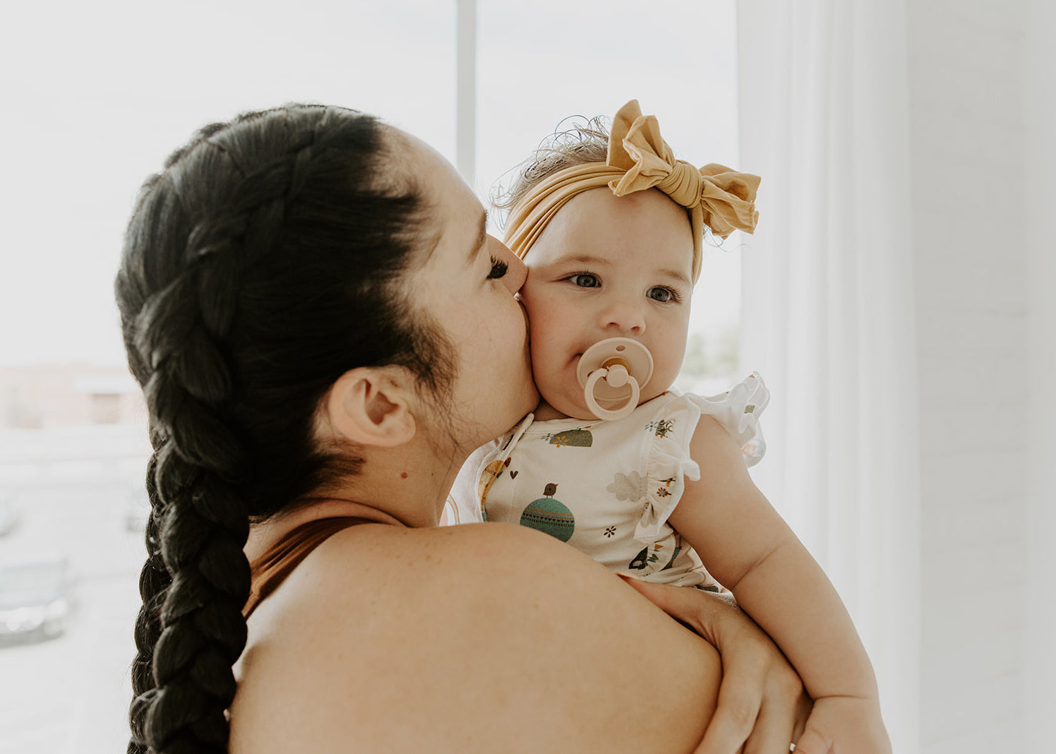 Fly Away Balloon Ruffle & Button Baby Jumpsuit Romper (Organic Cotton)