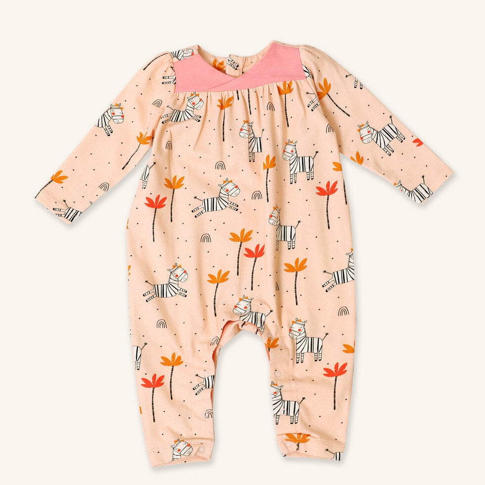 Zebra Wrap Neck Jumpsuit (Organic)