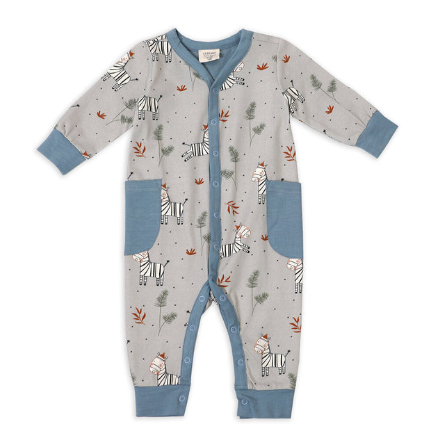 Zebra Side Pocket Coverall Romper