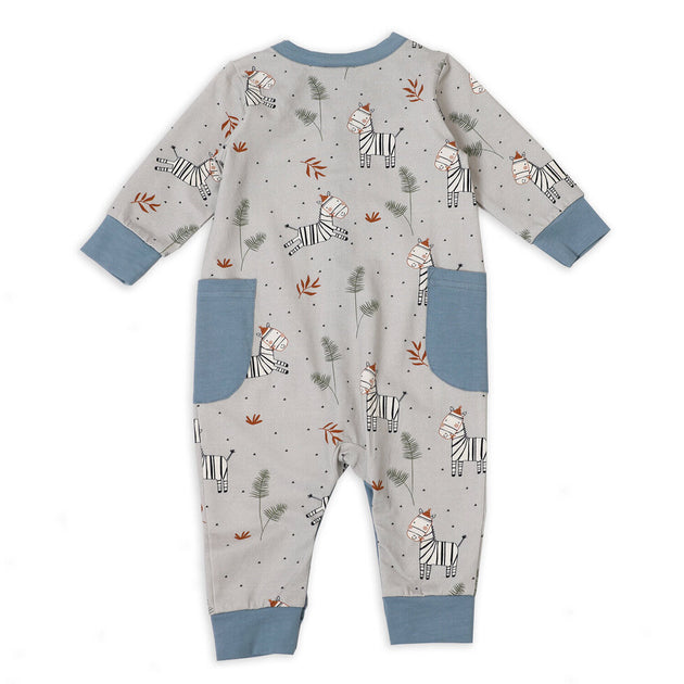 Organic Zebra Side Pocket Coverall Romper Viverano