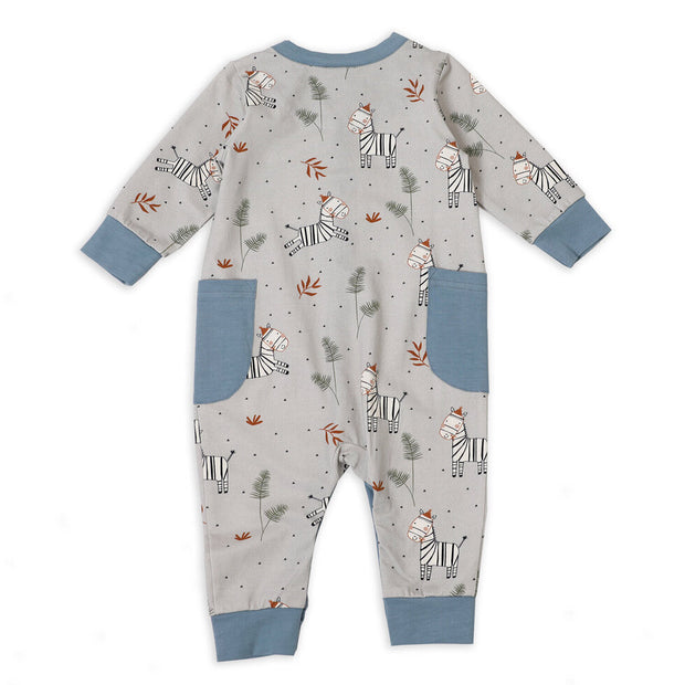 Zebra Side Pocket Coverall Romper