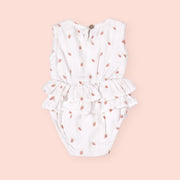 Strawberry 2-Tier Ruffle Baby Romper (Organic Muslin)