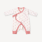 Strawberry Kimono Baby Girl Jumpsuit (Organic Muslin)