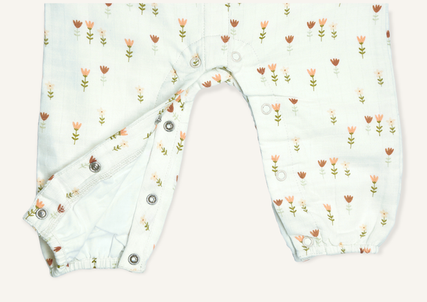 Wildflowers Classic Button Baby Jumpsuit (Organic Muslin)