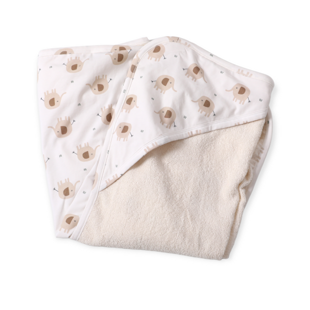 Elephant Reversible Baby Hooded Towel (Organic Cotton)