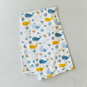 Ocean Whales Reversible Baby Blanket (Organic Jersey)