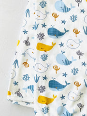 Ocean Whales Reversible Baby Blanket (Organic Jersey)