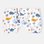Ocean Whales Ruffle & Button Baby Romper (Organic Jersey) by Viverano