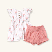 Organic Bunny Baby Girl Tunic Top + Bloomer Set (Organic Jersey)