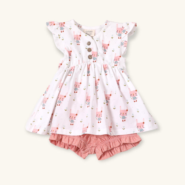 Organic Bunny Baby Girl Tunic Top + Bloomer Set (Organic Jersey)