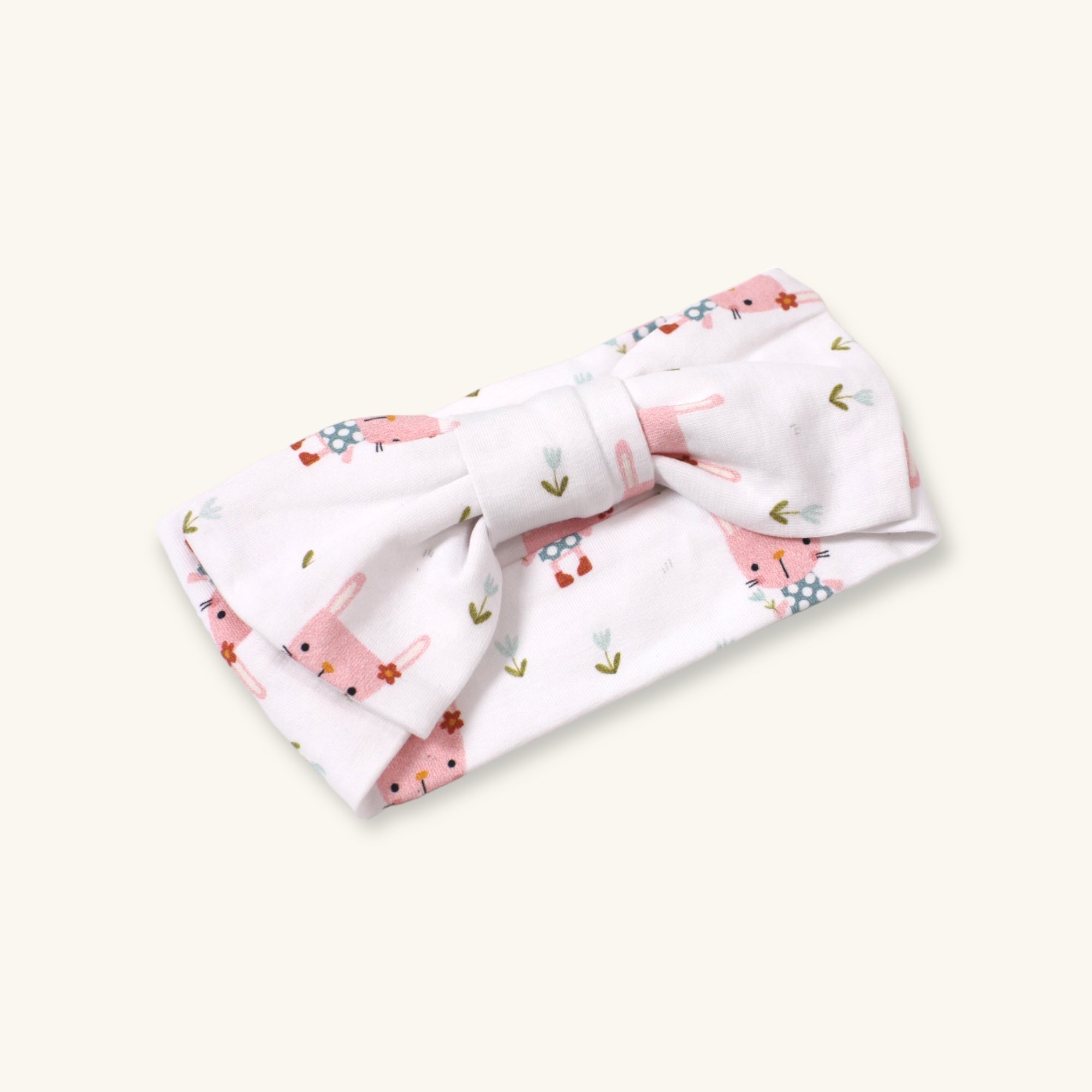 Diadema con lazo de conejito para niña (jersey orgánico)