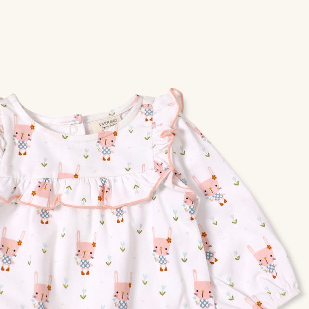 Bunny Ruffle Organic Baby Jumpsuit by Viverano Organics