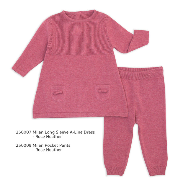 Milan Organic Cotton Heather Knit Dress and Legging Pants for Babies by Viverano