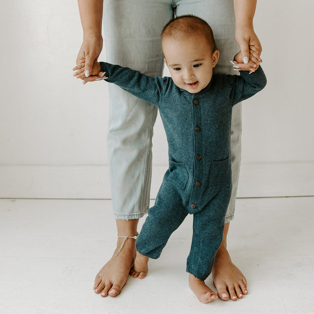 Milan Organic Cotton Knit Shawl Collar Coverall for Babies by Viverano