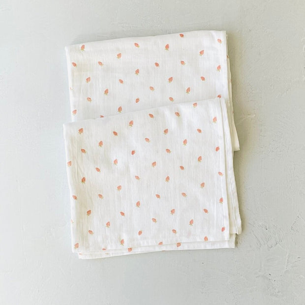 Strawberry Baby Swaddle Blanket (Organic Muslin)