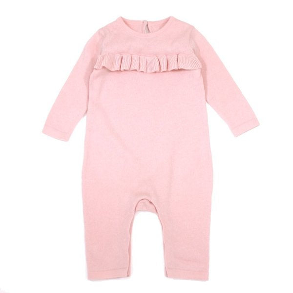 Organic Cotton Milan Knit Ruffle Baby Coverall Romper