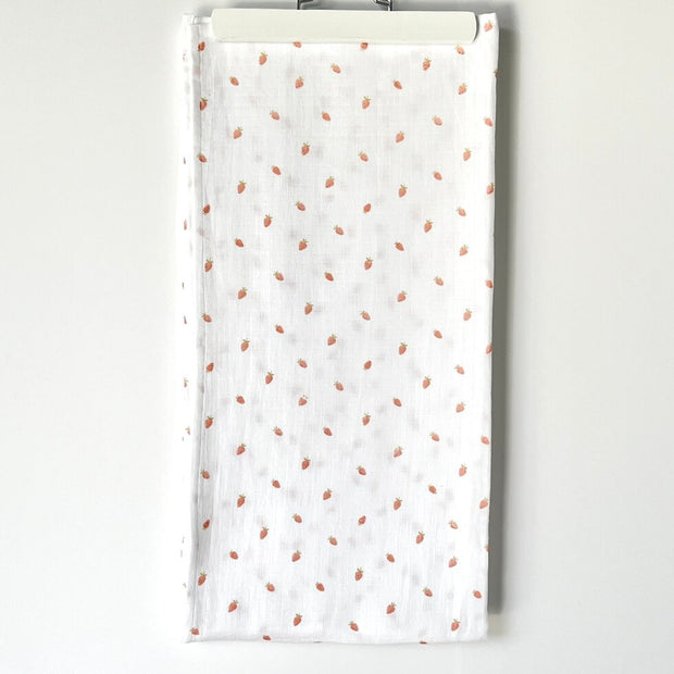 Strawberry Baby Swaddle Blanket (Organic Muslin)