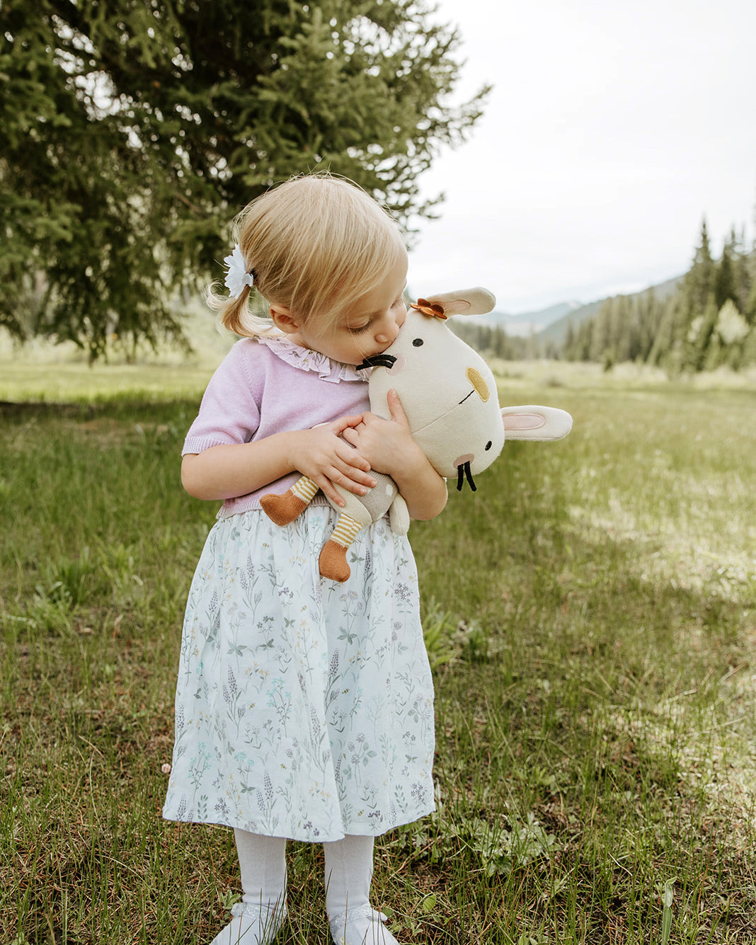 Lavender Floral Sweater Dress & Tights for Babies (2pc Set) - Organic Cotton