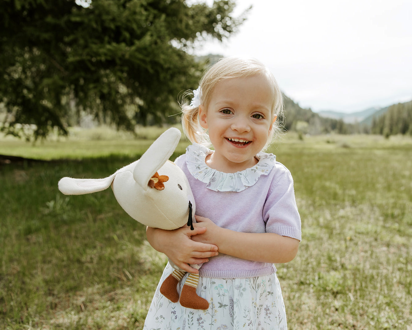 Lavender Floral Sweater Dress & Tights for Babies (2pc Set) - Organic Cotton